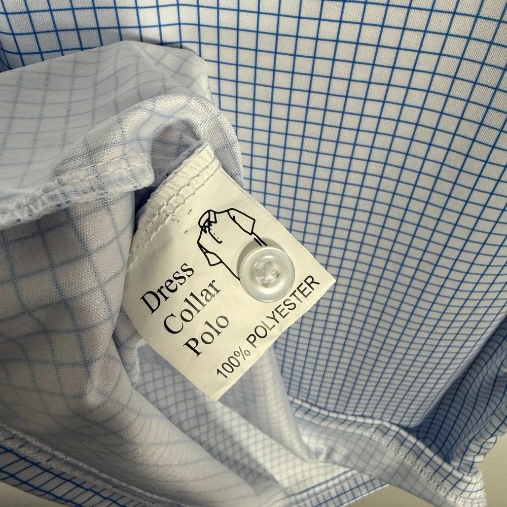 Collars & Co Polo Shirt Mens 3XL Tall White Blue Dress Collar‎ Performance Golf